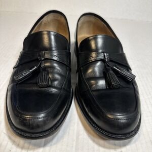 Men's Johnston & Murphy Horner Black Loafers Dress Shoes 8 1/2 M Leather Tassel